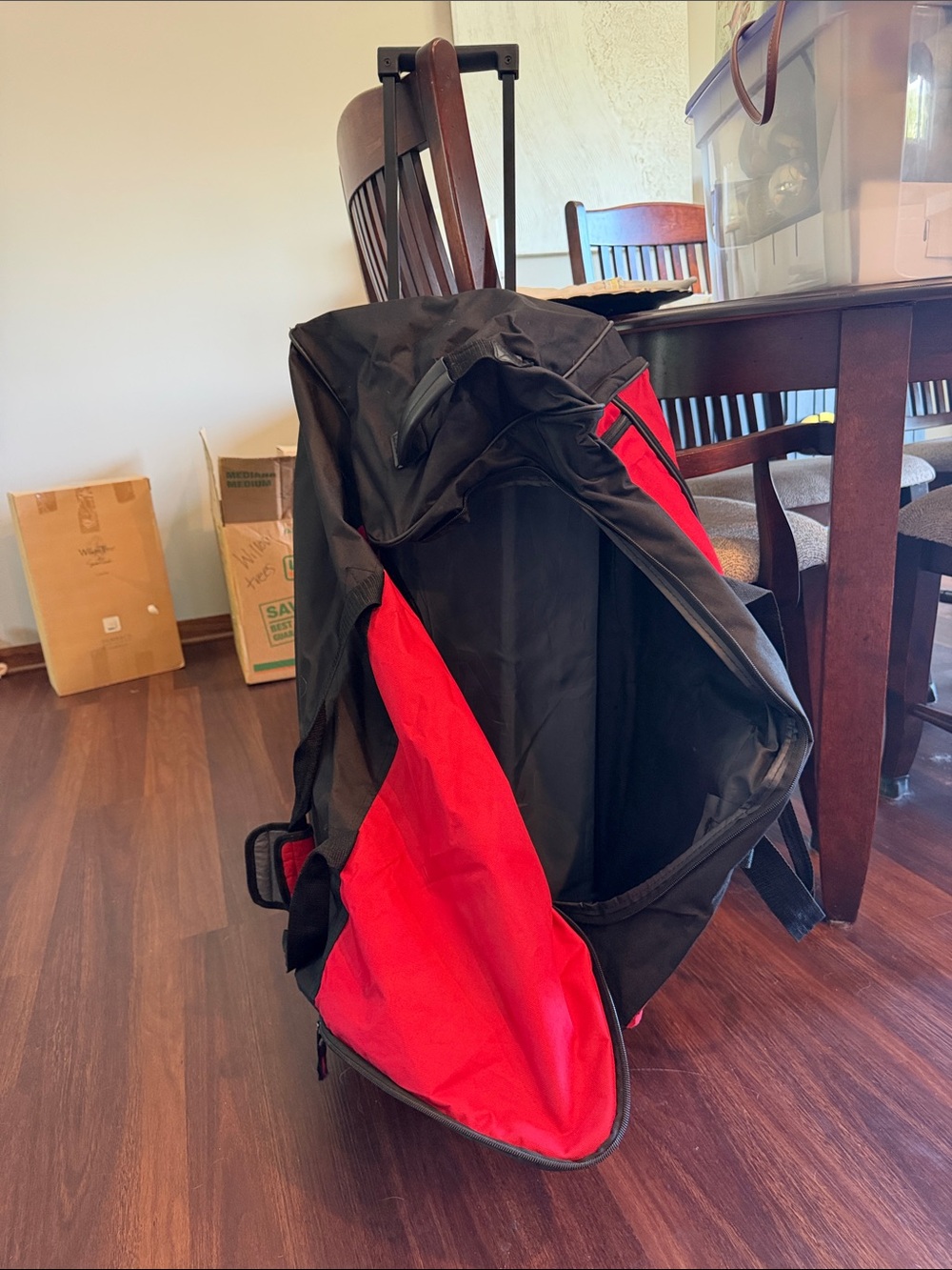 Men's Black and Red Travel Duffel Bag - Unbranded